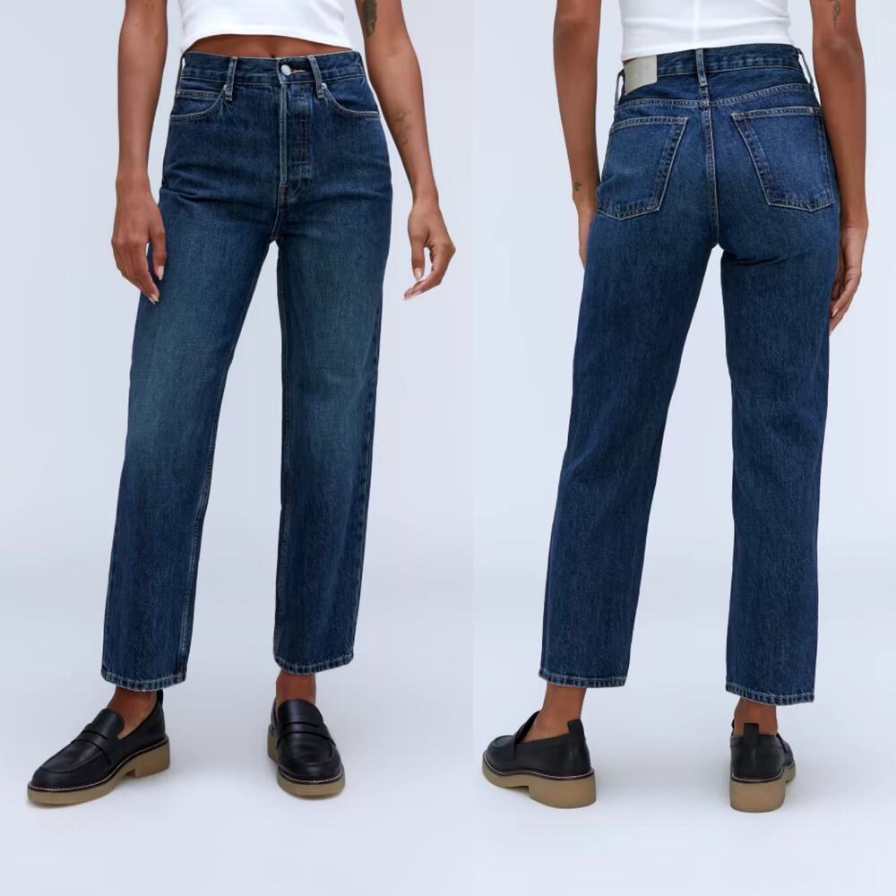 New Everlane The 90's Cheeky Jean High Rise Rigid Denim Indigo Women 24 Long NWT